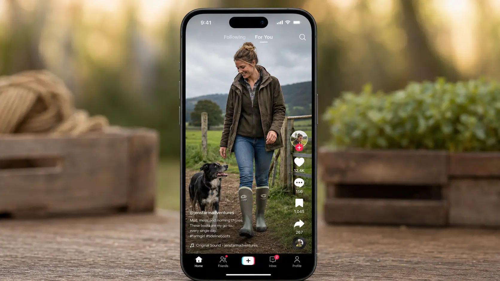 Grubs ambassador wearing wellington boots out in the countryside