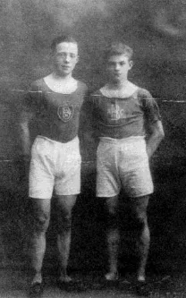 My great-grandfather James (left) pictured with a fellow harrier.